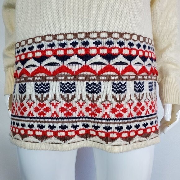 Vintage 70's Fiume Cream Tulip Cowlneck Sweater - Picture 6 of 8